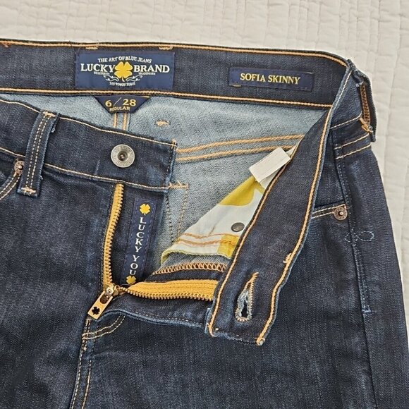 Lucky Brand Sofia Skinny Jeans Women's Size 6 W28xL30 Dark Wash Stretch EUC LN - Picture 13 of 15